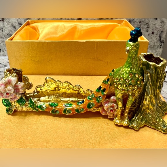 Pen Holder, Brass Pen Holder Card Holder,Brass Gold Plated Stones Meenakari Work - Picture 2 of 6